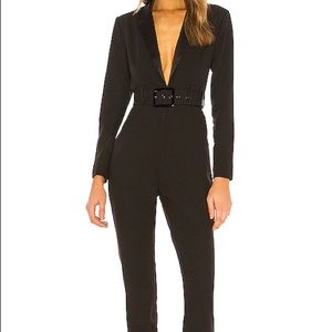 weworewhat black belted blazer jumpsuit size XS